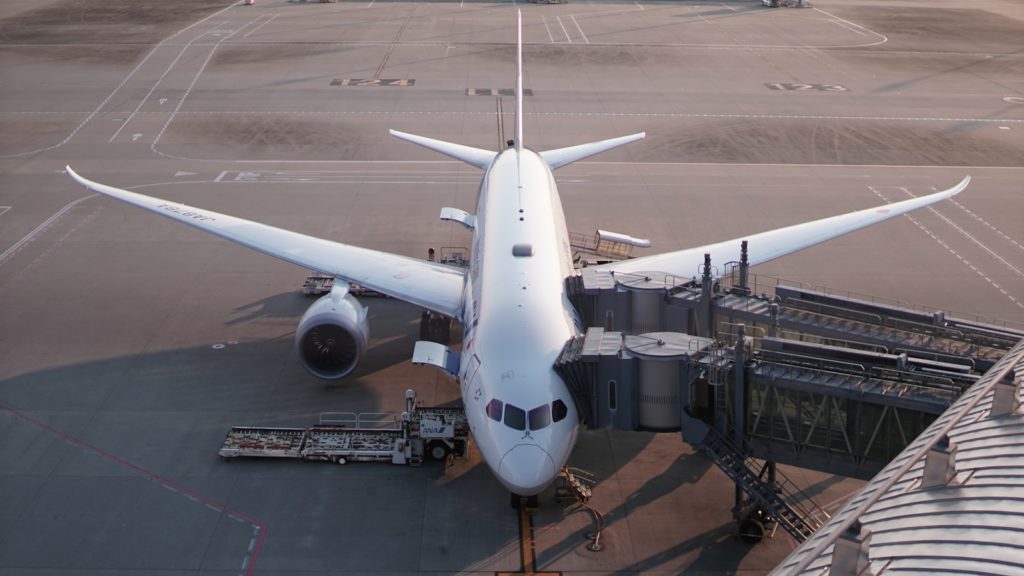 white airliner in airport